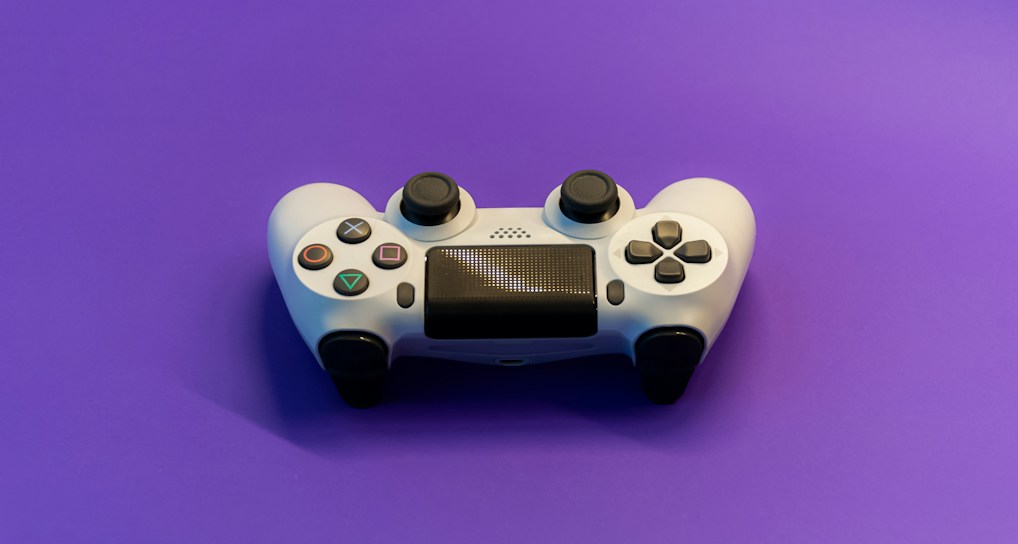 white and black game controller
